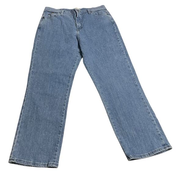 Lee Womens Jeans Size 14 Blue Relaxed Straight Leg Stretch High Rise Denim Jeans - Picture 1 of 11